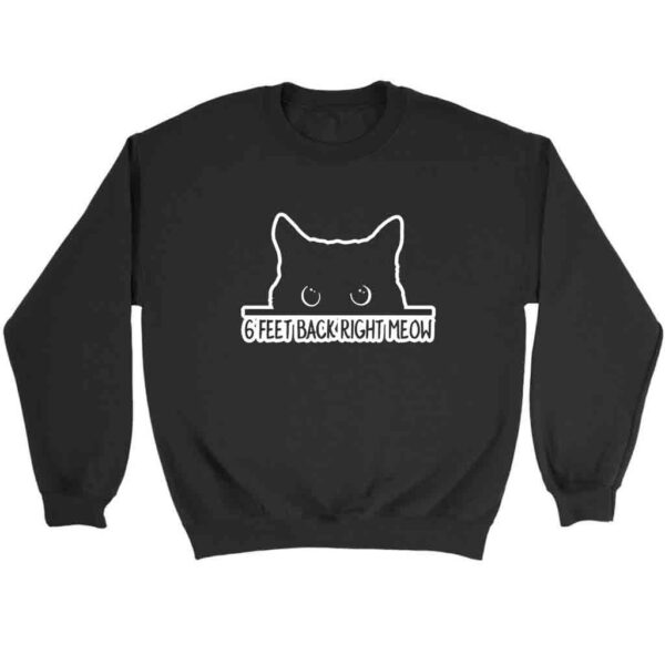 Black Cat 6 Feet Back Right Meow Funny Sweatshirt Sweater