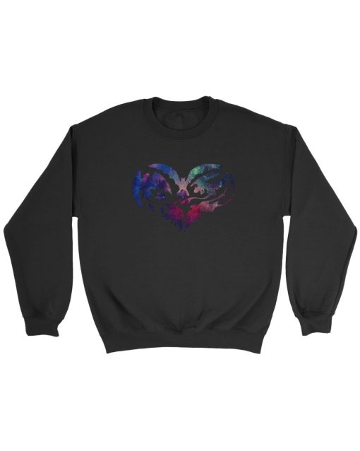 Toothless Night Fury I Heart Toothless Galaxy Nebula Sweatshirt